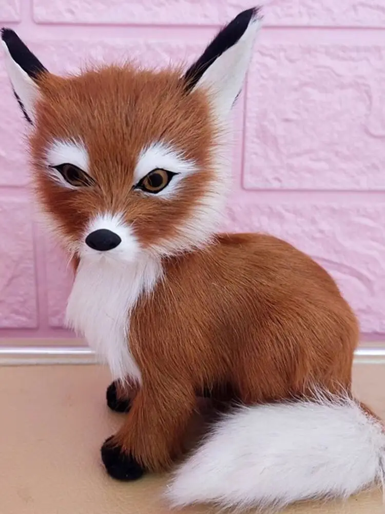 

new real life brown fox model plastic&furs simulation sitting fox doll gift about 14.5x12cm xf1767