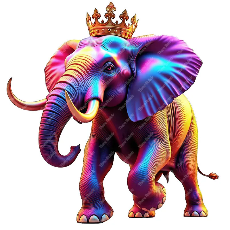 Three Ratels CD47 Purple cartoon elephant art animal stickers for home decoration Personalized car decals