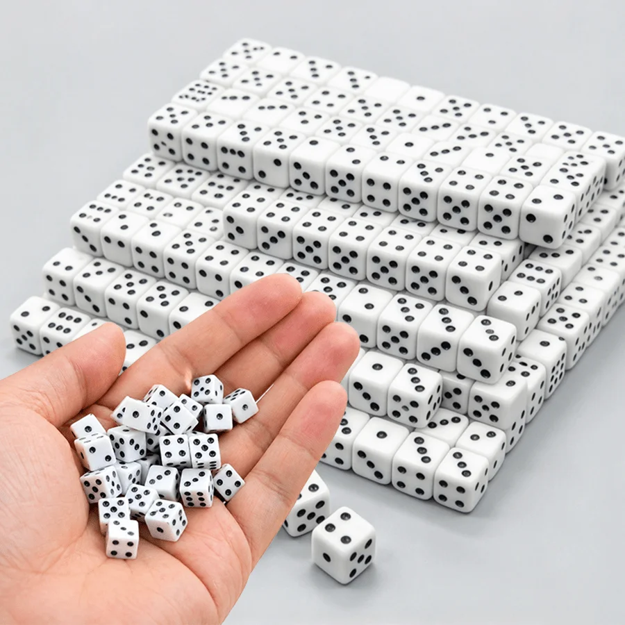 50/100/120/200pcs White 6-Sided Dice 8mm Solid Acrylic Mini Dice for Family Table Games Classroom Math Learning Party Favors XJM