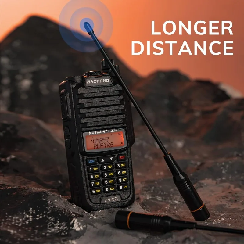 UV-9G GMRS Radio (2 Pack), IP67 Waterproof Outdoors Two Way Radios, Long Range Rechargeable with Programming Cable and R