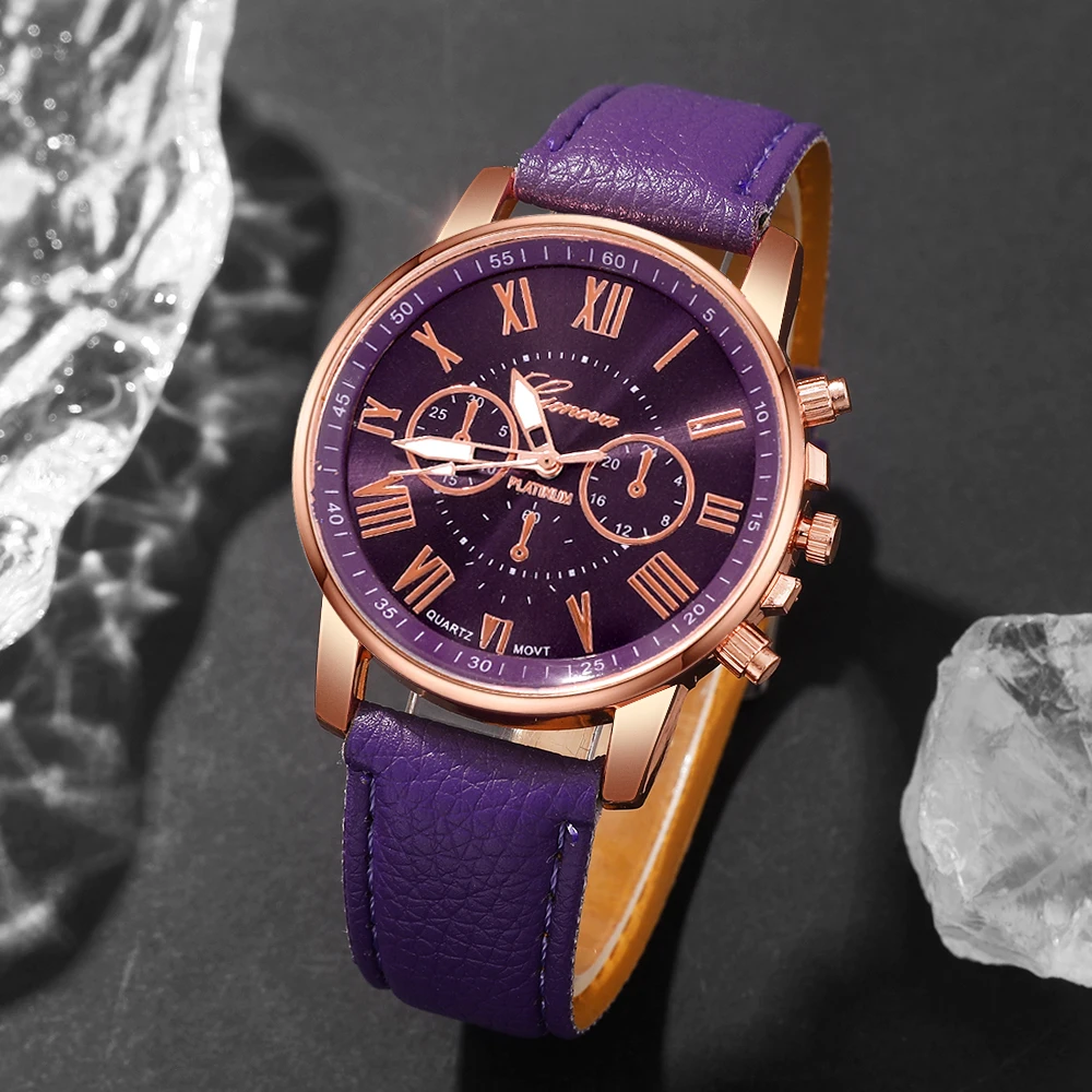 ساعة كوارتز كاجوال نسائية + طقم سوار، مناسبة للارتداء في جميع الأماكن، رمضان، عيد الحب، عيد الأم، عيد الميلاد