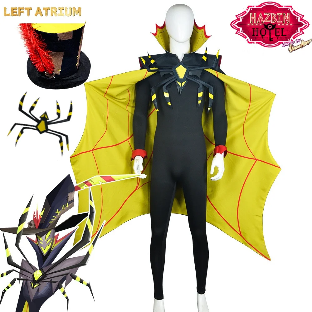 Disfraz de Cosplay de Hazbin Hotel, Conjunto de Abrigo y Sombrero del Señor Zestial, con Capa de Halloween y Accesorios de Patas de Araña para Mujer y Hombre