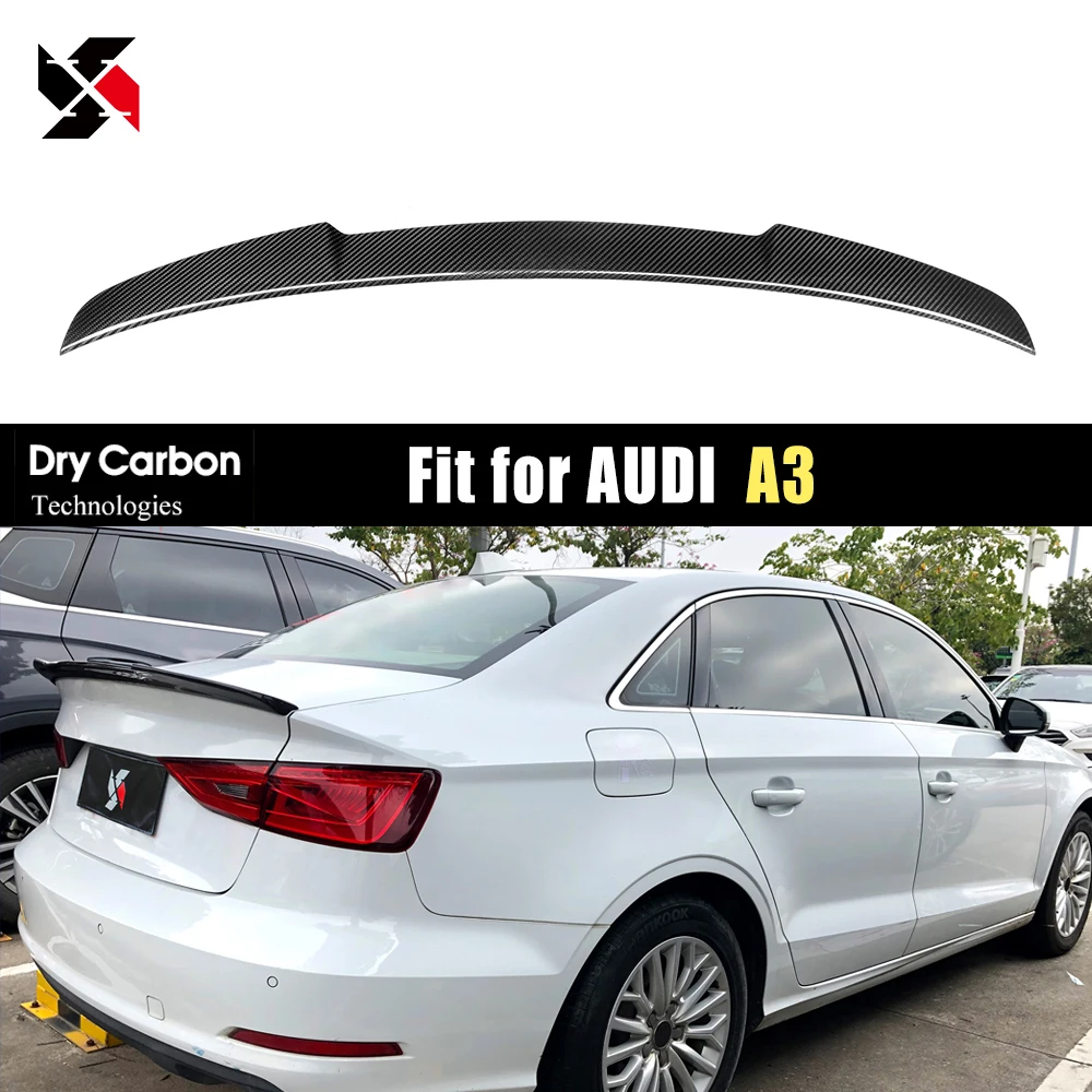 

For Audi A3 S3 8V 2014-2019 4-Door Saloon Rear Trunk Ducktail Wings Spoiler Real Dry Carbon Fiber Boot Lid Deck Lips Car Styling