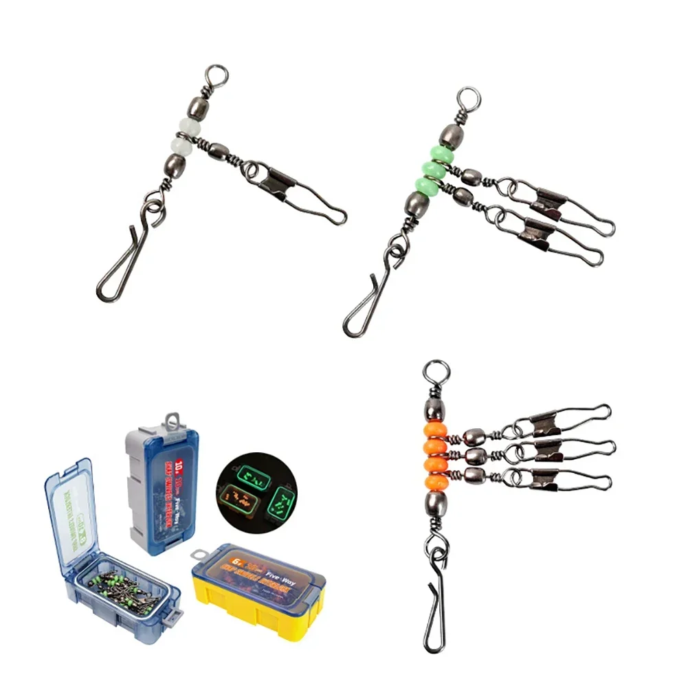 10 unidades de conector de pino de pesca luminoso 6/8/10 #   Barril gira lula gabarito isca dura com bloqueio snap pesca gira snap enfrentar