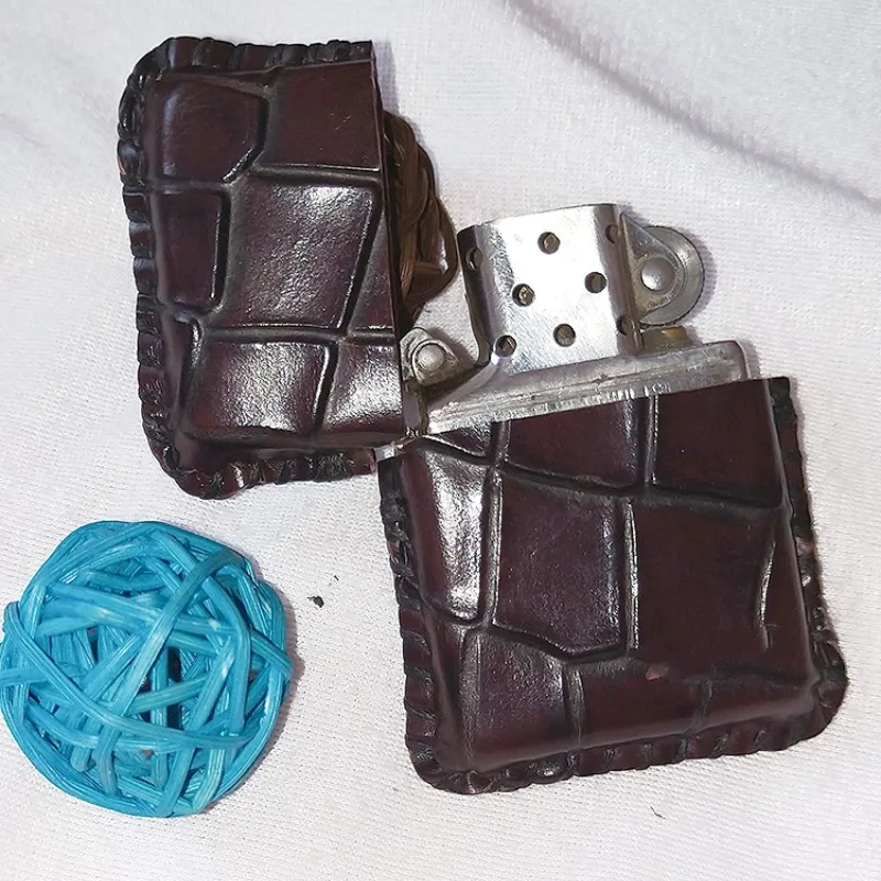Genuine Leather Lighter Case Snake Crocodile Pattern Lighter Protective Sleevefor Zipp Lighter Shell Lighter Storage Belt Bag