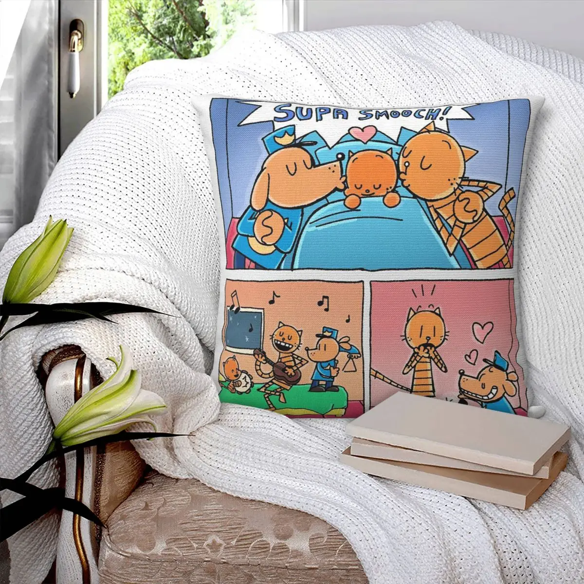 Dog Man Dogman Movie Comic Cartoon Square Pillowcase Cushion Cover Pillow Case Throw Pillow Cover for Home Bedroom Car