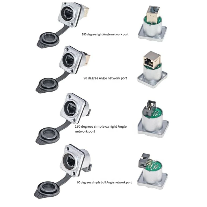 Waterproof Shielded With Pushbutton RJ45 Connector No Pushbutton RJ45 Holder Portable LED Display Signal Plug Socket, Durable C