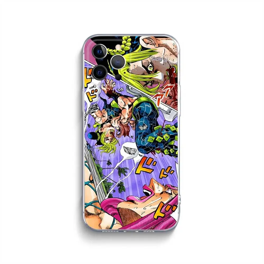 J-Jojo Bizarre Funda de teléfono para iPhone 16,15,14,13,12,11,Pro,Max,Xs,Xr,X,7,8,Plus,Mini Funda transparente de silicona