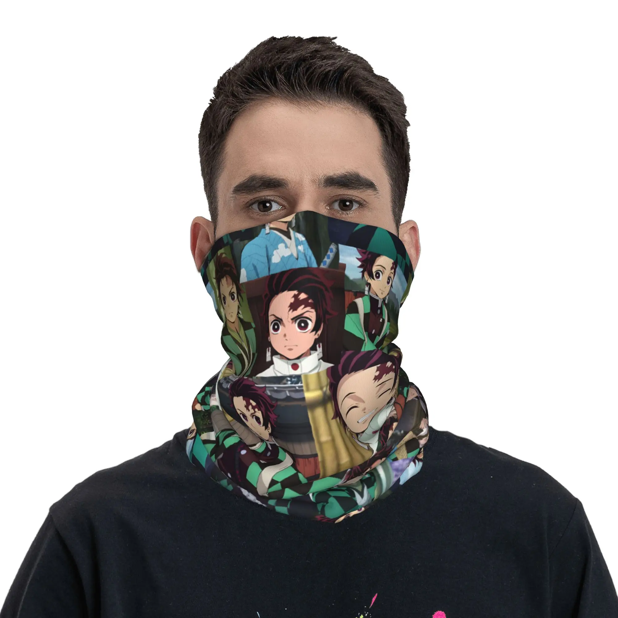 

Demon Slayer Anime Winter Headband Neck Warmer Women Men Hiking Hunting Tube Scarf Tanjiro Kamado Face Bandana Gaiter