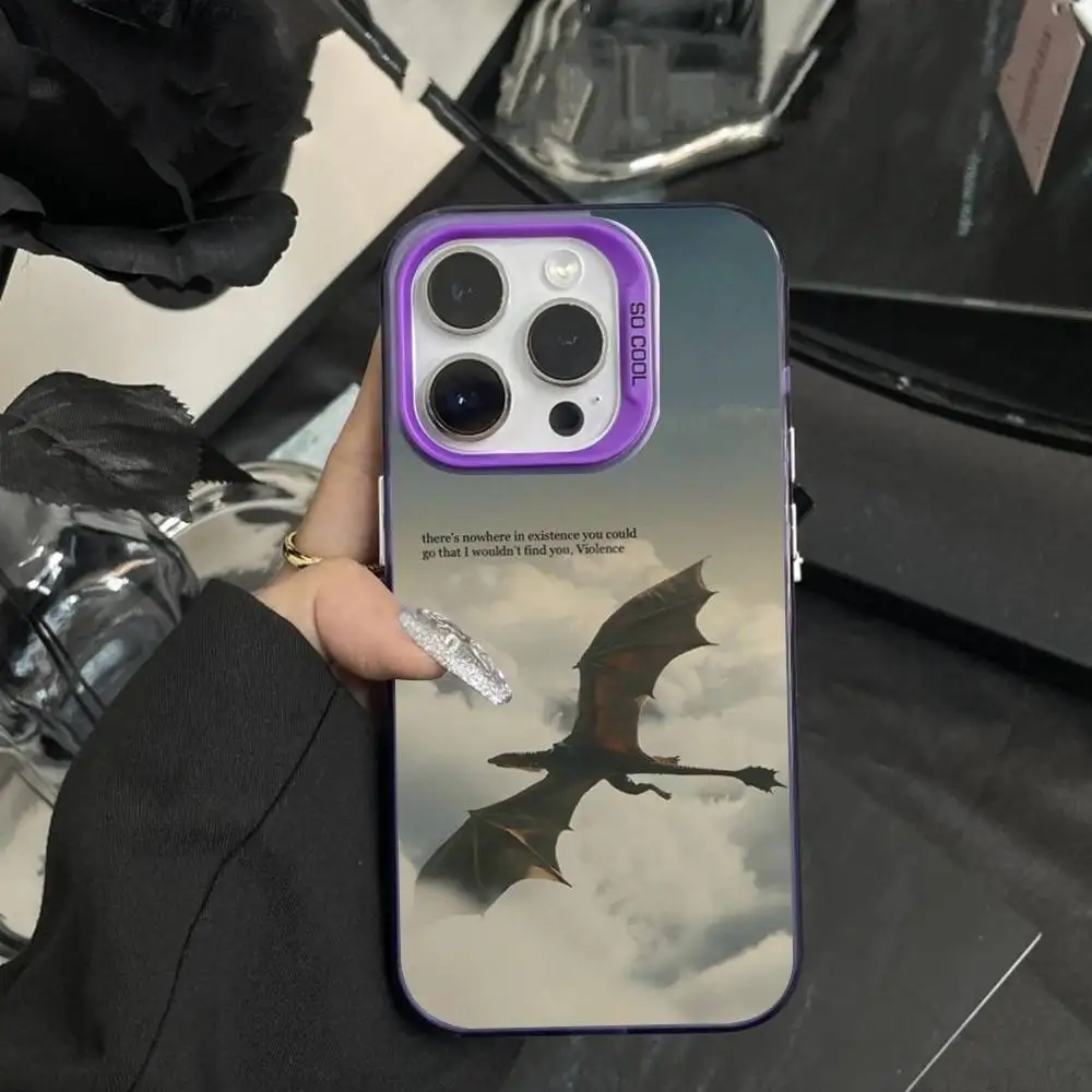 حافظة هاتف F-Fourth W-Wing Novel لهاتف iPhone 16,15,14,17,13,12,11,XS,Mini,Pro,SE,MAX غطاء سيليكون أرجواني غير لامع