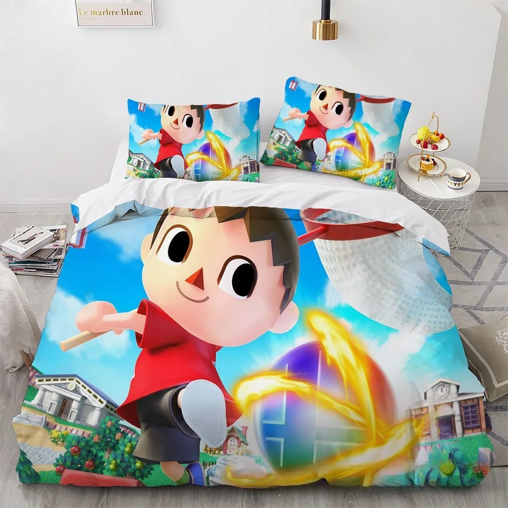 Cartoon Animal Crossing Duvet Cover Pillowcase Bedding Set Adult Boy Girl Bedroom Decoration Children Single Double Size