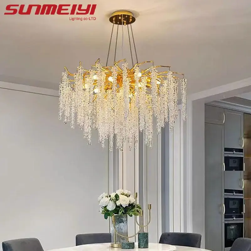 

Branch Chandelier French Light Luxury Tassel Living Room K9 Crystal Lamp Modern Simple Bedroom Restaurant High-end Atmosphere