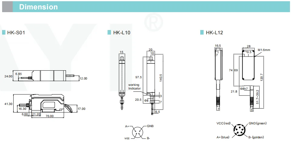 Heyi Transformador de alta precisión Sonda de desplazamiento de contacto Sensor óptico digital de precisión para sistema de control de automatización