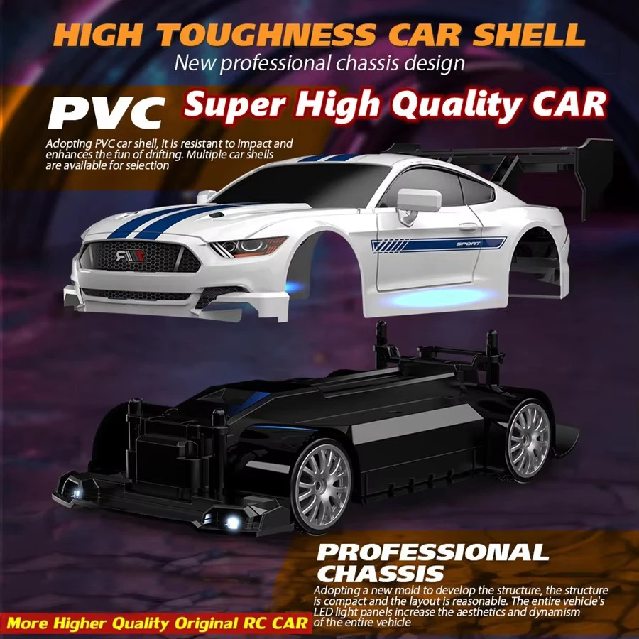 High Speed RC Drift Cars Mustang Vehicle 4WD Full Scale Remote Control Racing Car With Led Gift Competition Race Car Boys Toy