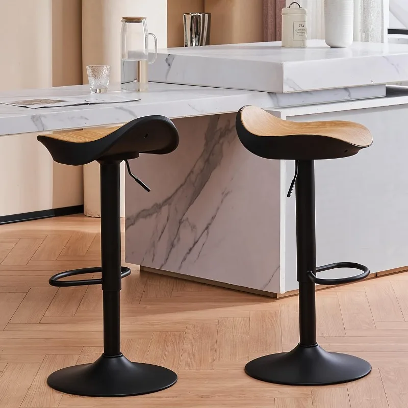 

Barstools PU&Plastic Counter Height Bar Stools Adjustable Swivel Bar Chairs with Footrest, Ergonomic Streamlined