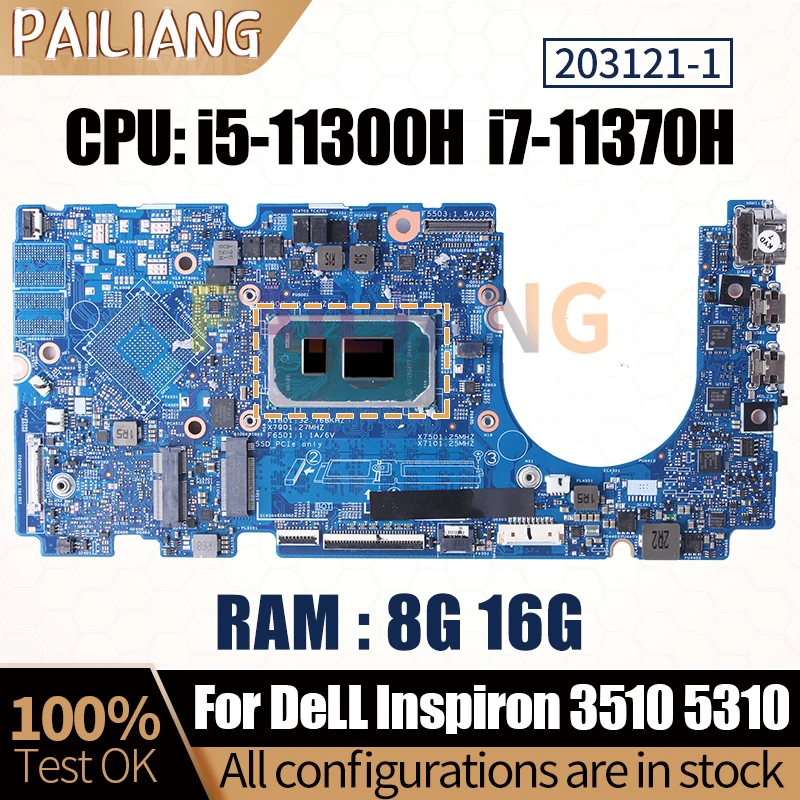 Imagem -01 - Placa-mãe para Dell Inspiron 3510 5310 Laptop Completo Testado Hvcy 0mjkyw I511300h I7-11370h 16g 203121-1
