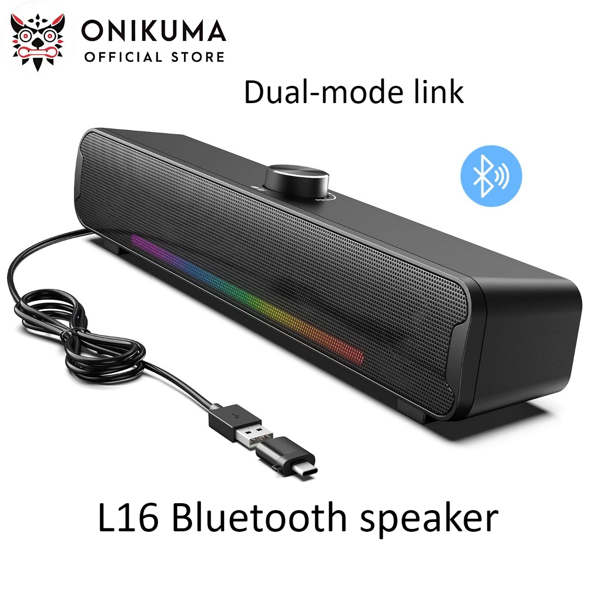 

ONIKUMA L16 Wireless Speaker Bluetooth V5.3 Dual Mode Compatible Sound Box Desktop Household Use RGB Lights Esports Game Speaker