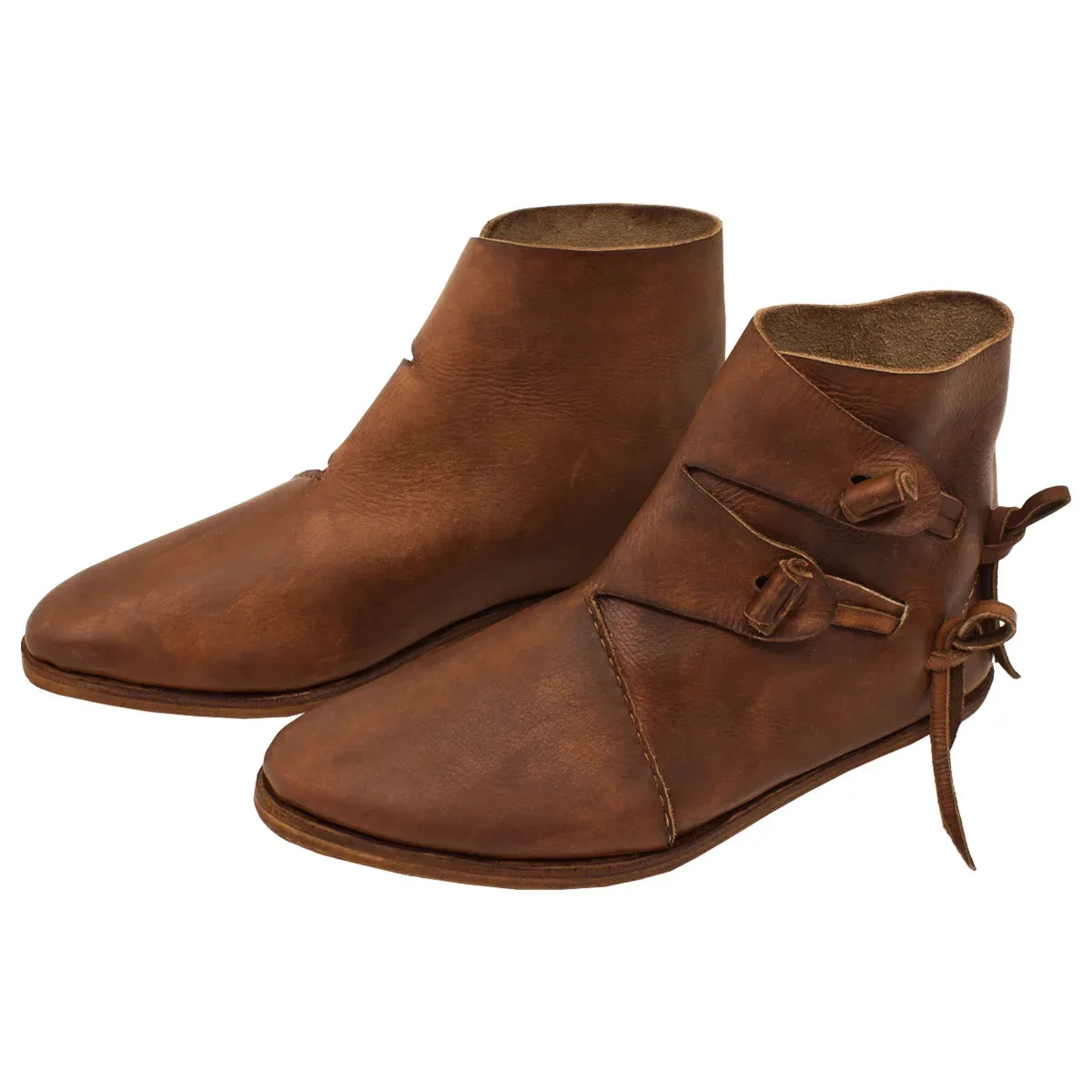 Zapatos medievales rinascimiento Retro real para hombre, botas medievales de imitación de cuero polaco aristocrático renacentista, Cosplay, vendaje