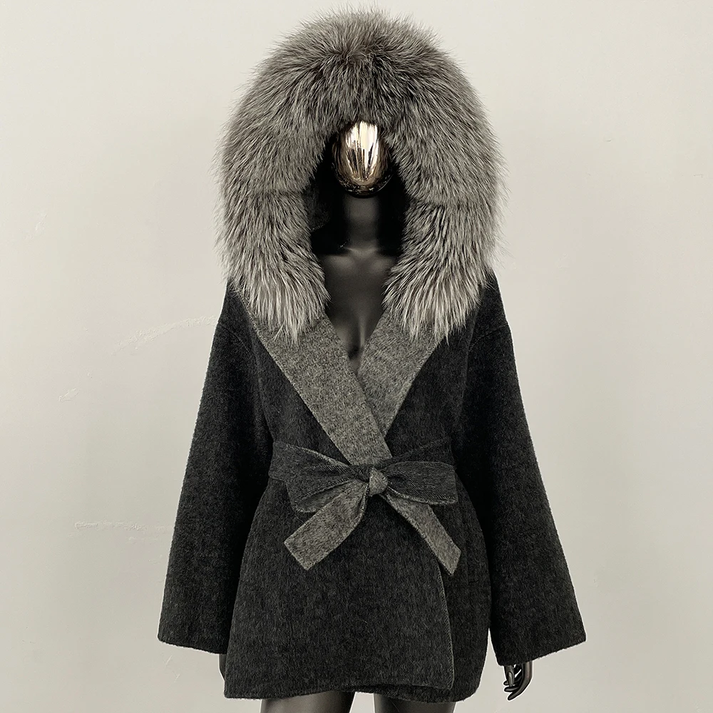 2025 New Women Spring Autumn Coat Fur Scarf Suit Fluffy  Jacket Reality Fur Coat Shawl  Cuff Set Wraps Scarves Real Fox  Collar