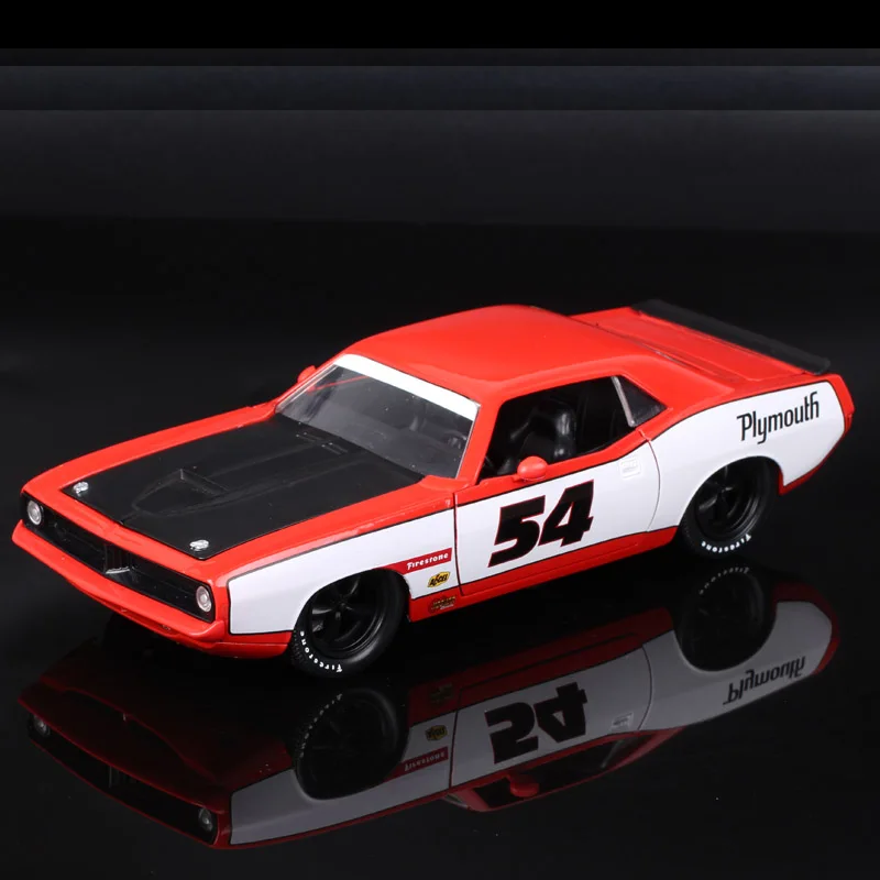 

No Box Jada 1/24 Scale 1973 Plymouth Barracuda #54 Firestone Model Car Diecasts & Toy Vehicles Metal Classic Muscle Cars Red