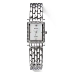 BERNY-Montre à Quartz de Luxe pour Femme, Rectangulaire, en Acier Inoxydable, de Marque, à la Mode, Étanche, Habillée, Horloge, Montre-Bracelet