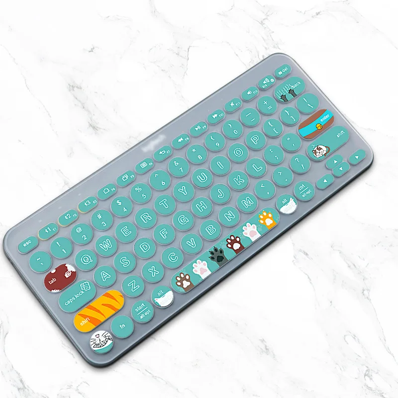 Funda de teclado inalámbrico para Logitech K380, carcasa delgada de silicona suave, colorida, en coreano e inglés, novedad