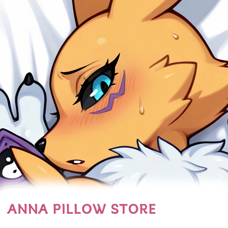 Dakimakura Digimon Renamon Cover Furry Anime Double-Sided Print Pillowcase Life-Size Body Pillow