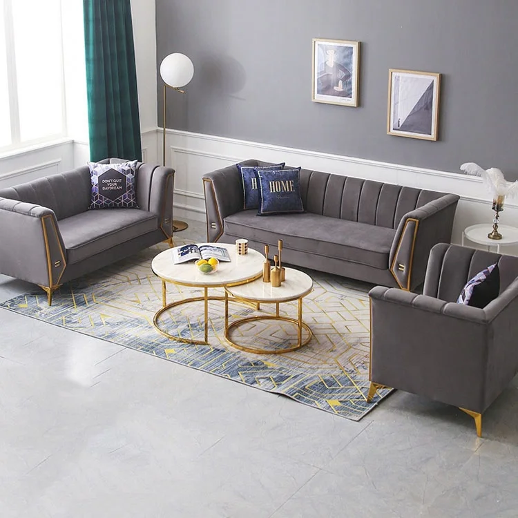 #Contemporary Italian Luxury Furniture Sofa Living Room Sofa Modern Royal Blue Velvet