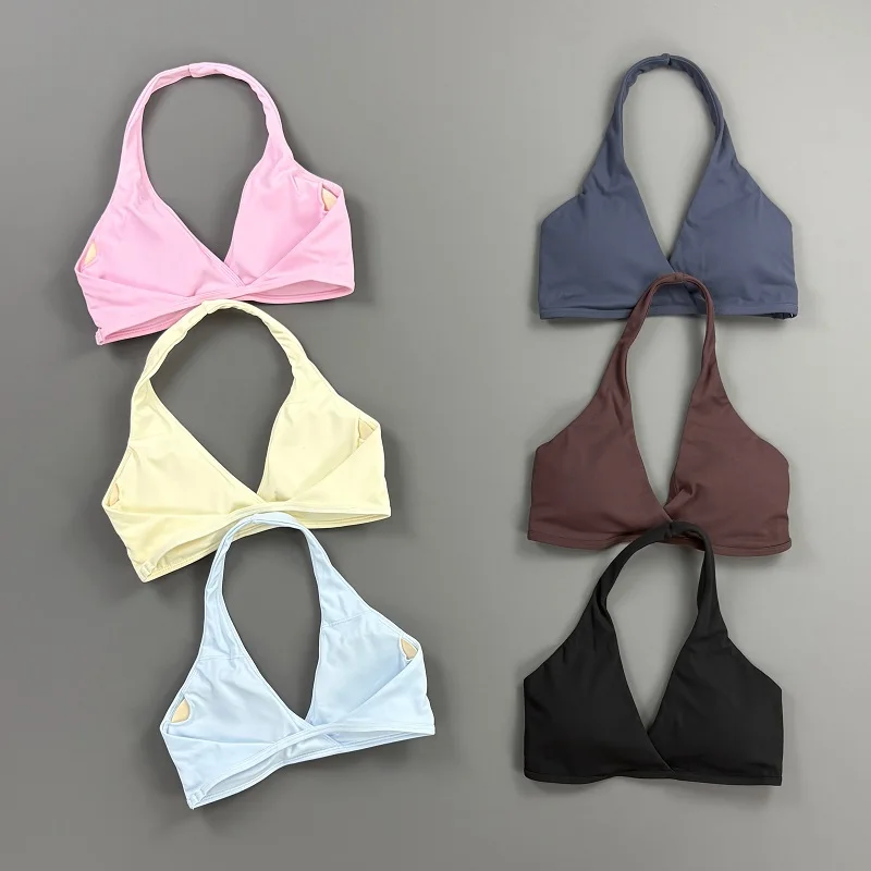 HISTELLO Origin Neckholder-BH Damen Rückenfreier Sport-BH Weich Elastisch Atmungsaktiv Fitness-Top Pilates Gym Running Yoga Unterwäsche