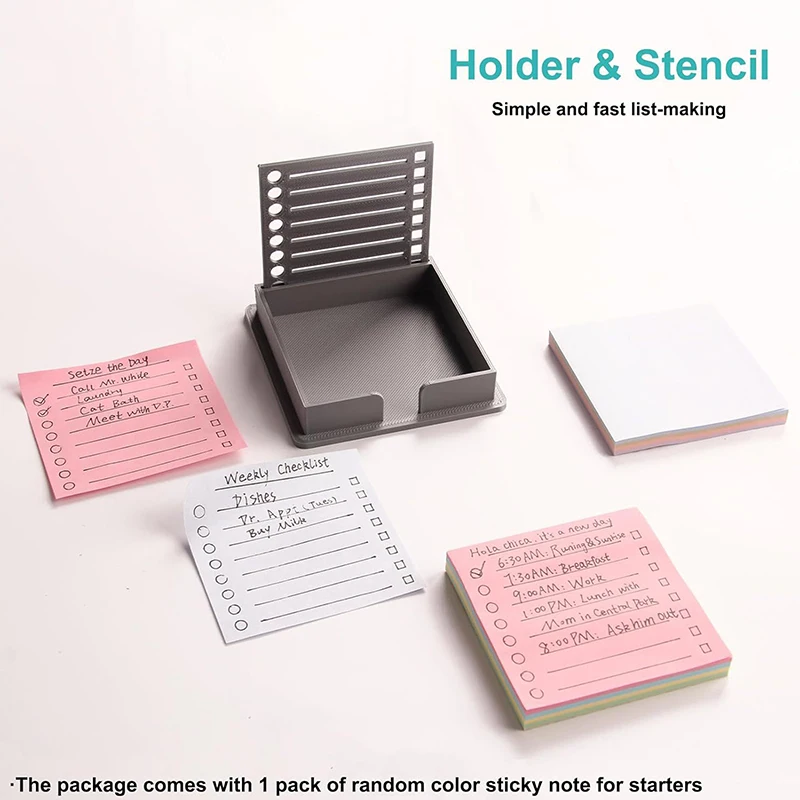 Sticky Note Dispenser Sticky Note Holder With Stencil Sticky Notes Template For Self-adhesive Notepad School Supplies