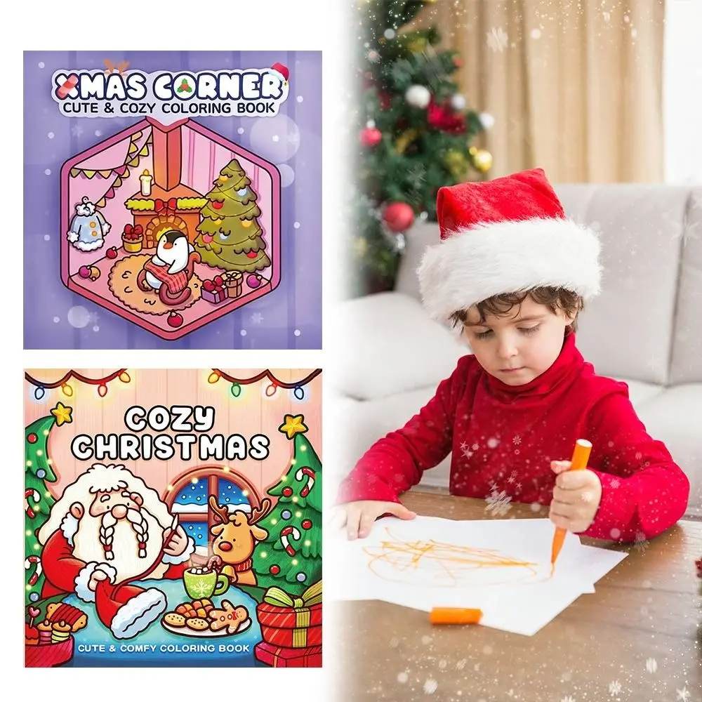 مريح عيد الميلاد عيد الميلاد تلوين كتاب الكرتون التعليمية الكتابة على الجدران اللوحة كتاب الإجهاد الإغاثة اللوحة هدية غلاف عادي #5