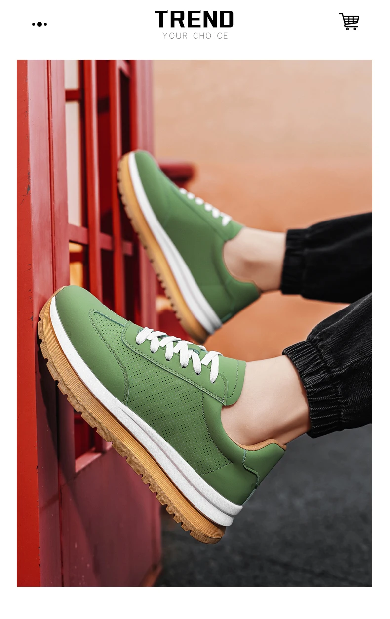 Frühling Sommer Neue Echtleder Freizeitschuhe Atmungsaktive Herrenschuhe Runde Zehenkappe Schnürung Plateau-Sneaker aus Rindsleder – Detail 14