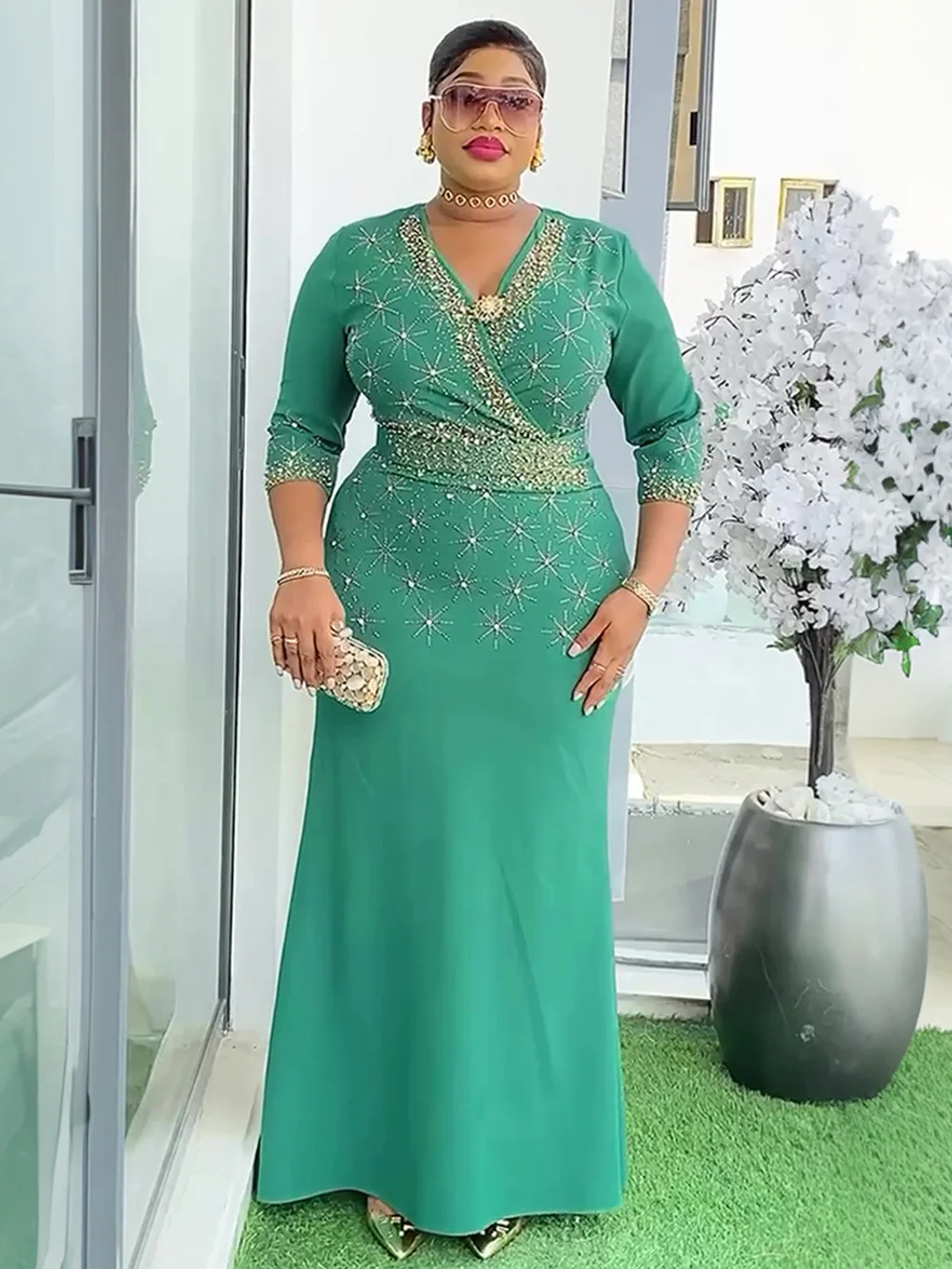 

Африканские вечерние платья больших размеров для женщин, новинка 2023 года, модное свадебное вечернее платье Дашики Анкара, Турция, кафтан, мусульманское платье Абая