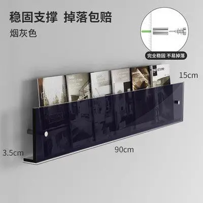 Acryl tijdschriftenrek voor wandmontage, transparante literatuurhouder voor deur of gang, slanke displayplank voor boeken en brochures