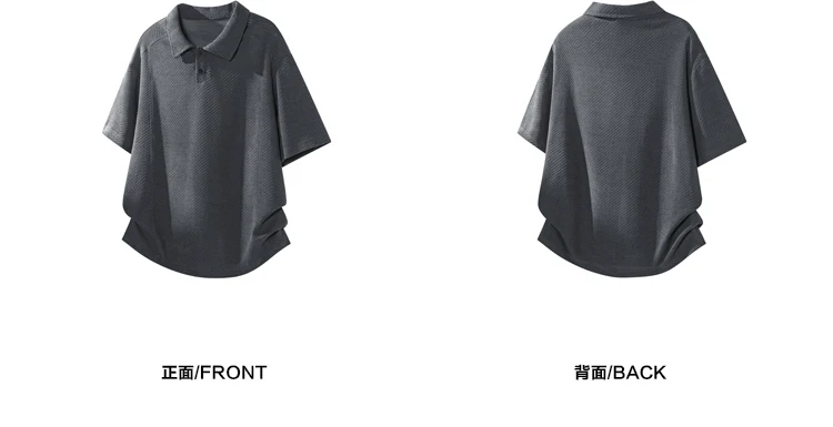 Herren Oversized Polo Kurzarm-Oberteil mit Wabenstruktur, Reverskragen für Freizeit, Pendeln und Alltag – Detail 8