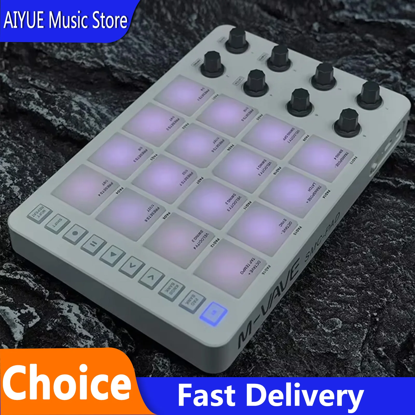 M-VAVE SMC-PAD MIDI Controller Keyboard BT Strike Pad RGB Backlight MIDI Connection Low Latency 3.5mm Output Interface RGB Pad