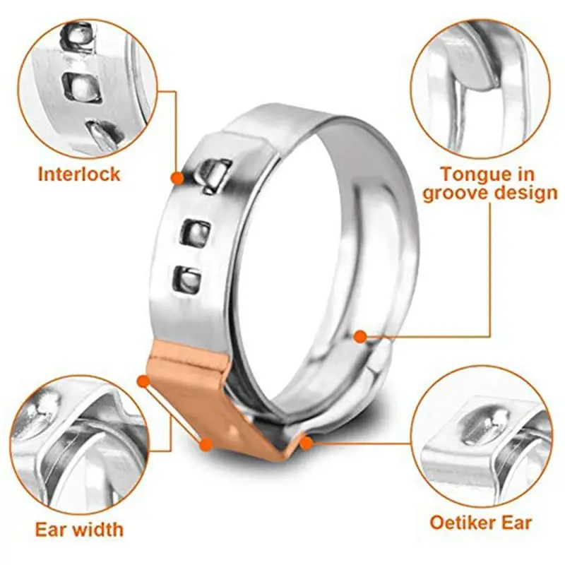 [NEWA64Z!】 131 PCS Single Ear Hose Clamps Stepless Clamps For Pipe Fittings, Compression Ring Clamps