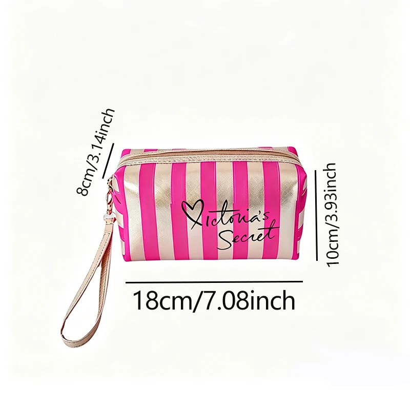 Waterproof Striped Makeup Bag Bulk for Women  Travel Cosmetic Bag with  Clear Coated Toiletry Organizer Beach Zipper Pouch for P