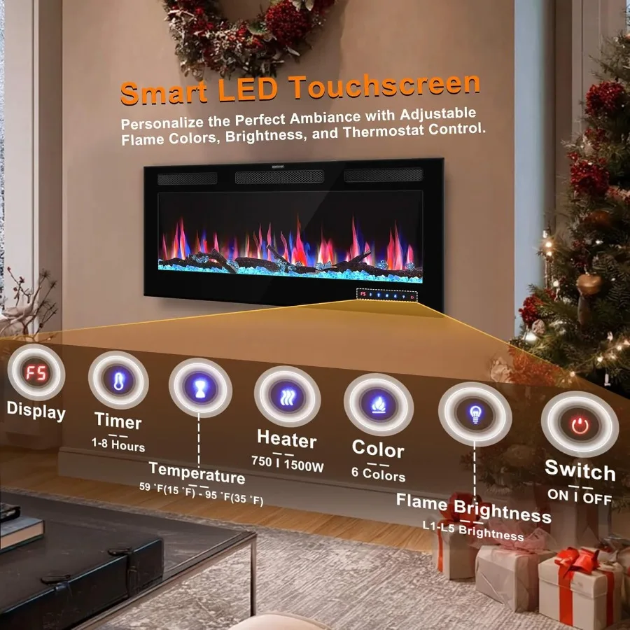 42 مدفأة كهربائية مثبتة على الحائط ومدفأة كهربائية مع جهاز تحكم عن بعد مدفأة حديثة مع مؤقت منخفض N #4