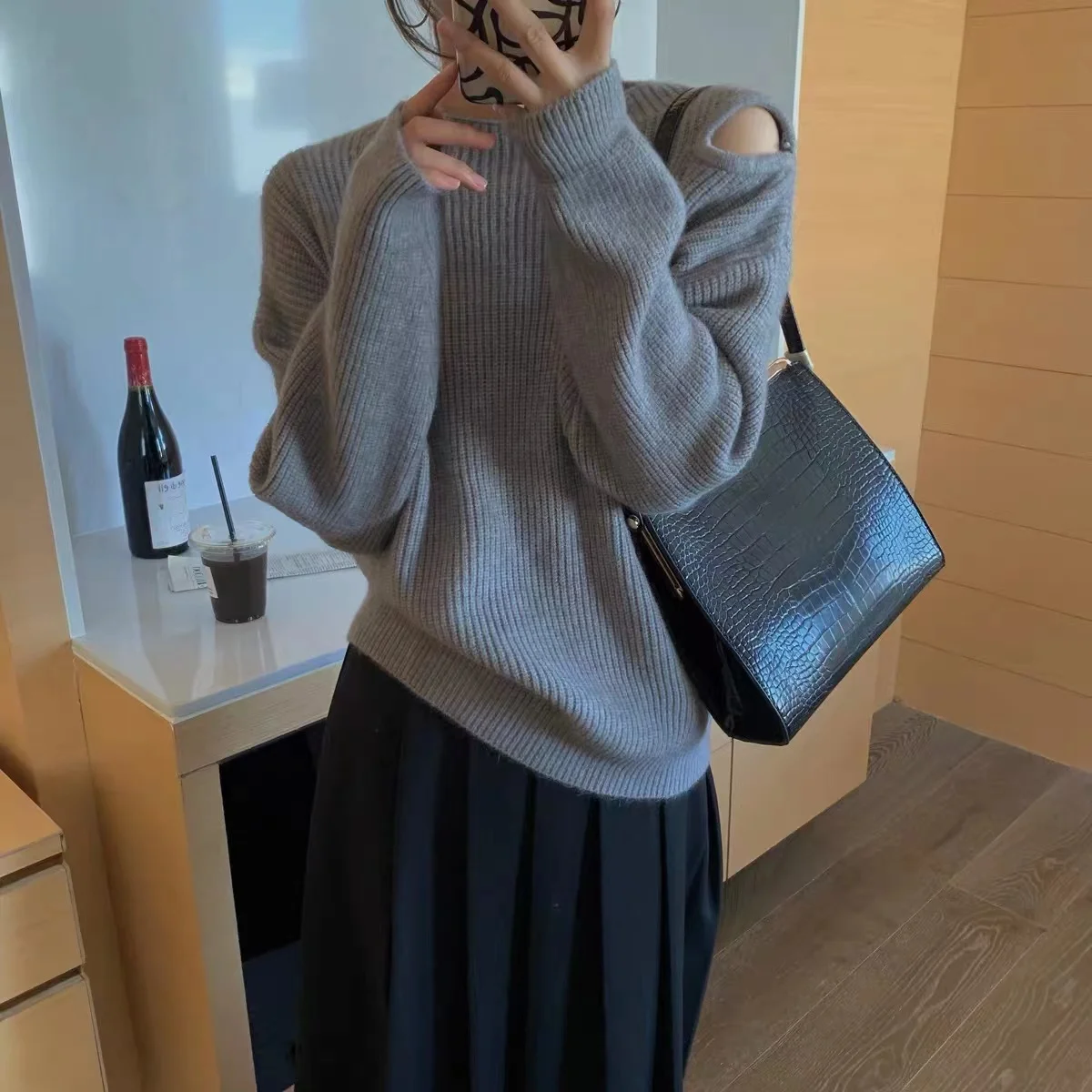 Thiened Morbido maglione lavorato a maglia oulder Sve Design rotondo Ne Pullover Maglieria Pendolarismo Sle Lunghezza regolare Altro tessuto