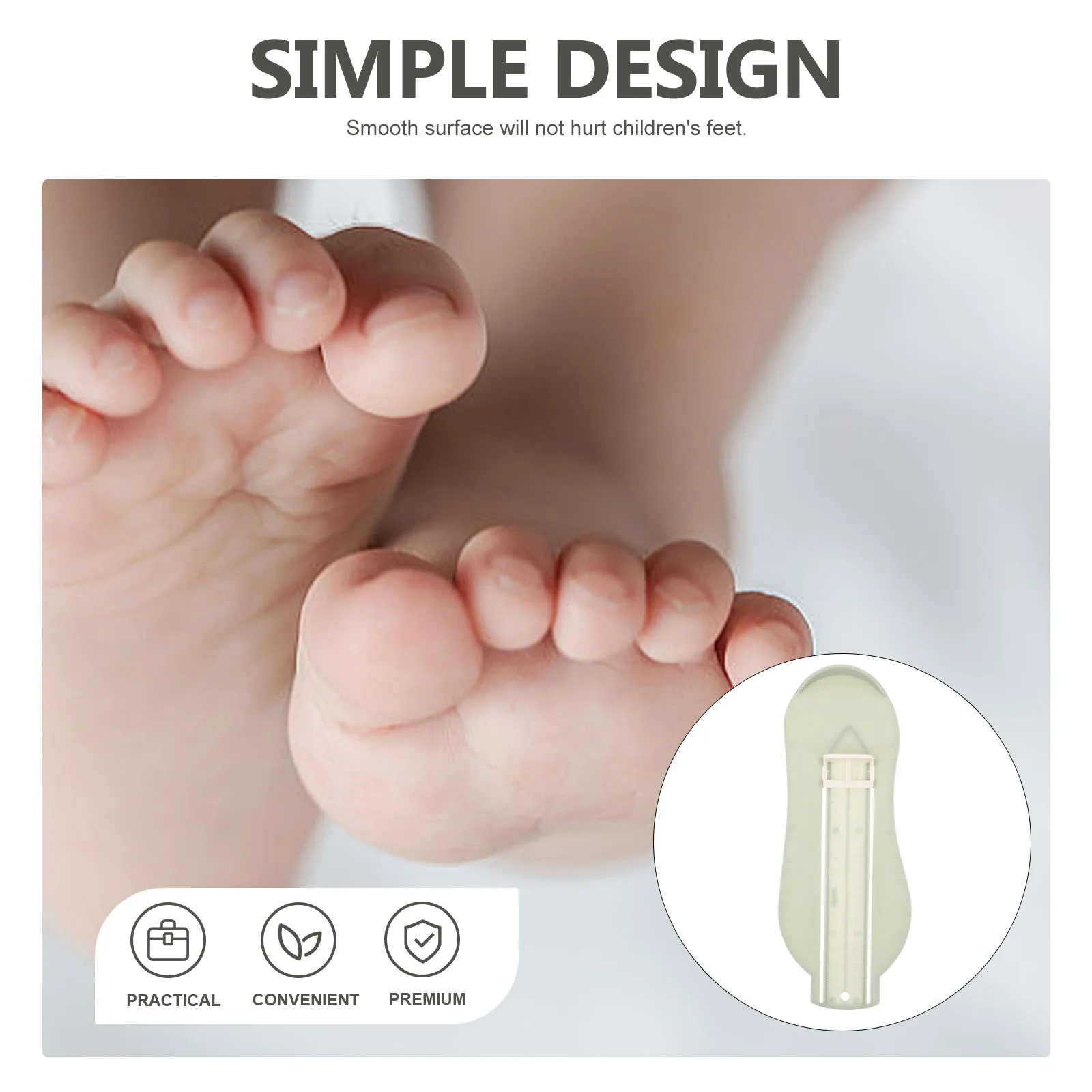 Medidor de medida de pie para niños, regla de tamaño de zapato ajustable para niños pequeños, instrumento azul ligero de 0 a 8 años