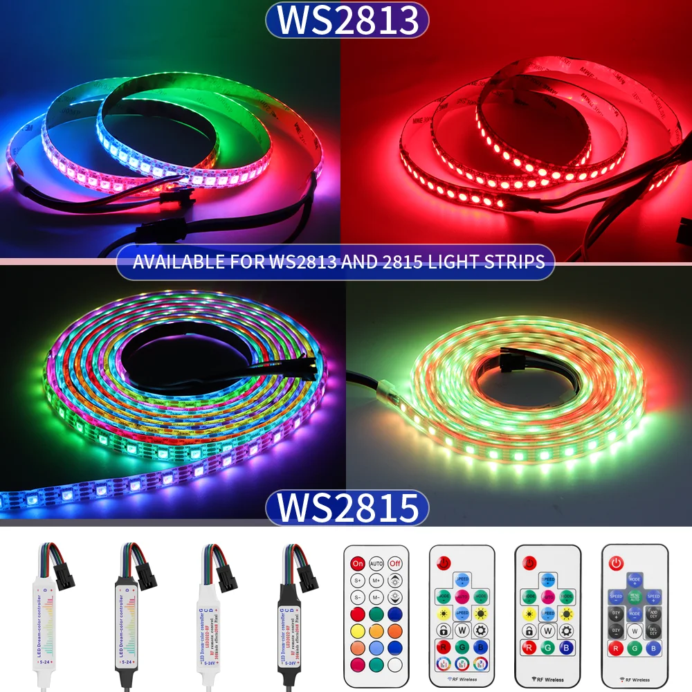 Imagem -06 - Controle Remoto Inteligente Led Strip Luzes Dimmer 4pin Usb dc Música Faça Você Mesmo Bloqueio 14 17 21 Chaves Ws2813 Ws2815 Lâmpada Led Strip Dc5v24v