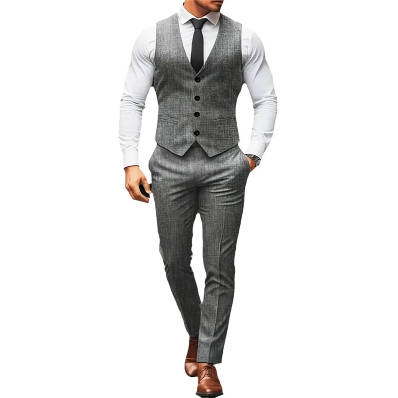 

Two-piece Set Suit Men's Vest Suit Men's Vest Jacket Dress Pants Suit Set Wedding Business Banquet Office Outdoor Casual Formal