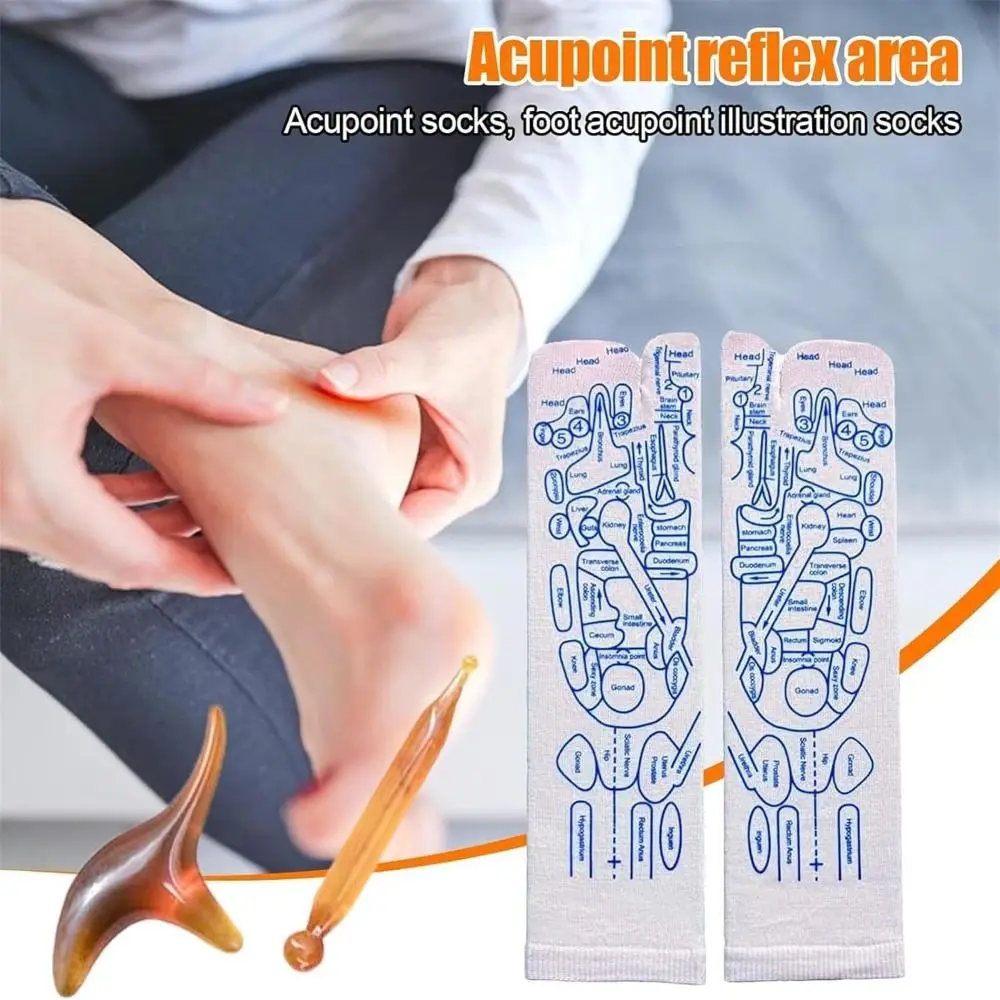 With Massager Acupressure Reflexology Socks Soft Professional Massage Socks Acupuncture Point Self Massage White