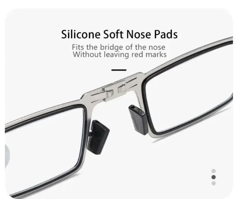 Unisex faltbare Lesebrille, Vollmetallrahmen, Anti-Blaulicht-blockierend, mit Etui für Damen und Herren, kompakte Brillen, faltbar – Detail 11