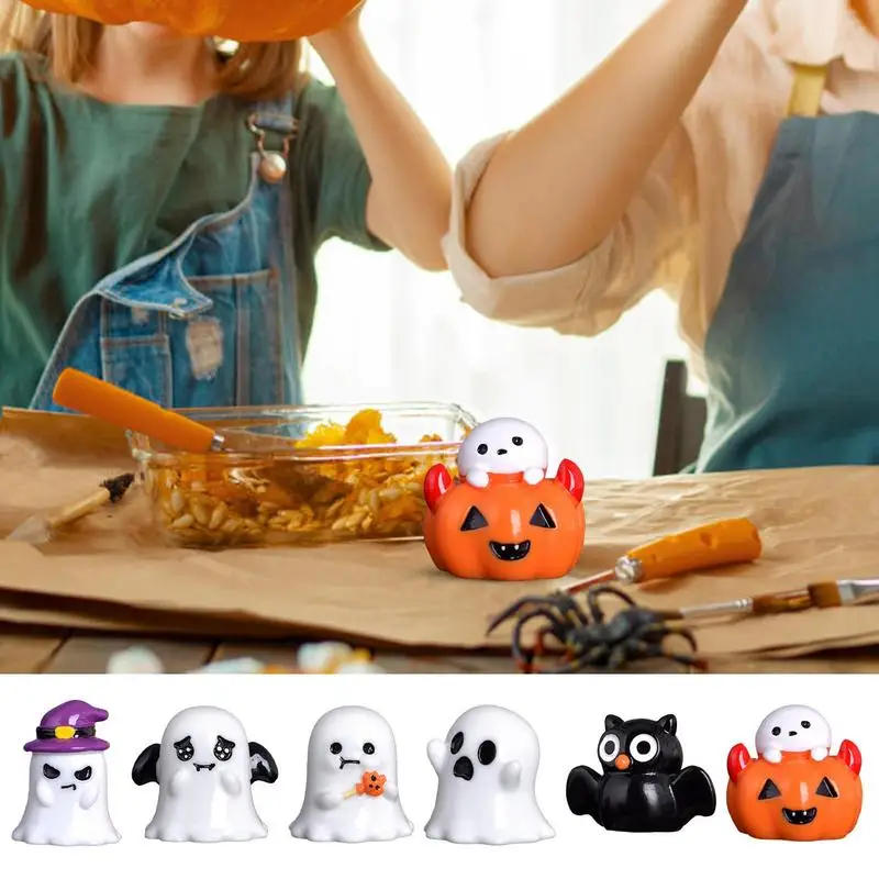 Halloween MicroLandscape Miniature Figurines Resin Craft Mini Fairy Garden Ornaments Cute Pumpkin Ghost Figurines Ornaments