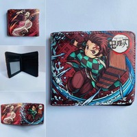 Anime Demon Slayer Kamado Tanjirou Cute Cartoon Foldable Short Wallet Student Portable Coin Purse Gifts for Kids
