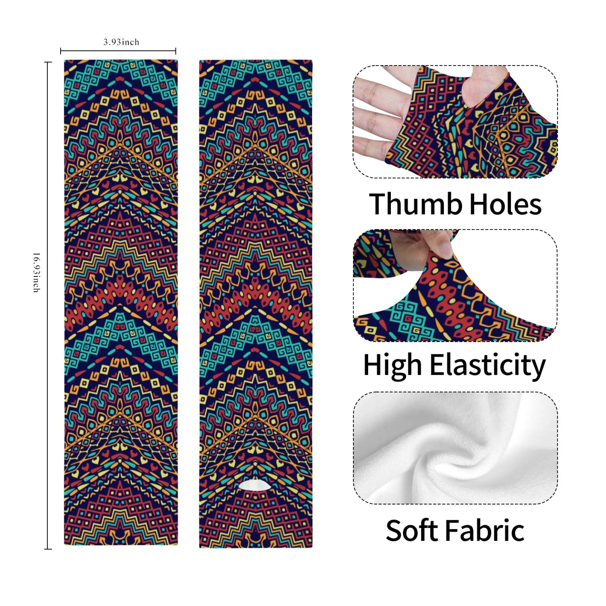 Bohemian Style Print Arm Sleeves Unisex Cycling Hiking Gardening Fishing Sleeves Novelty Skin Friendly Non-slip Protective Cover