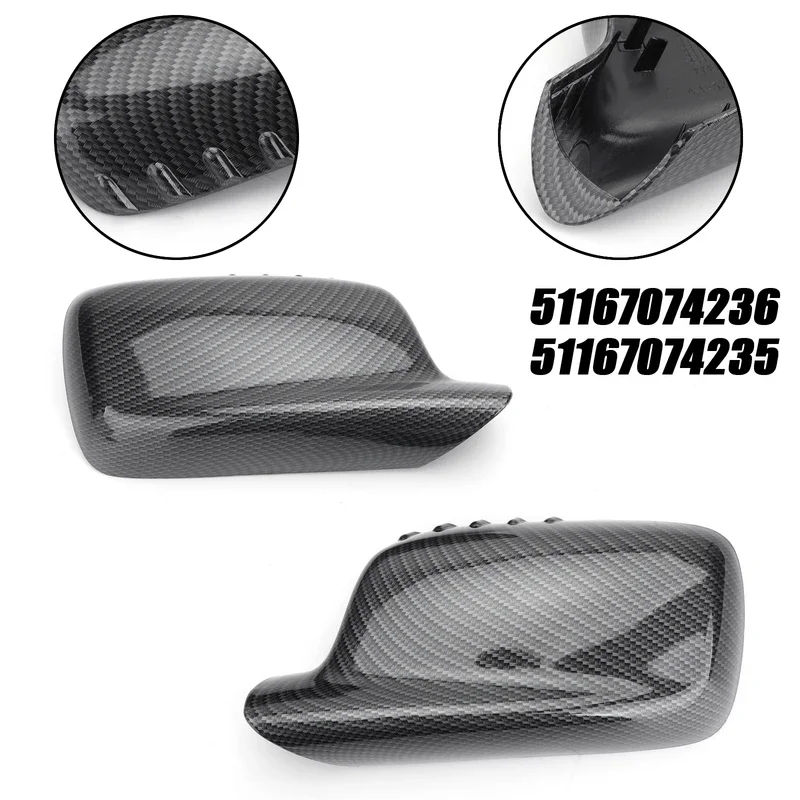 For BMW 3 Series E46 Coupe CabrioPair Rearview Mirror Cover Cap 7 Series E65 E66 745i 750i 51167074236 51167074235