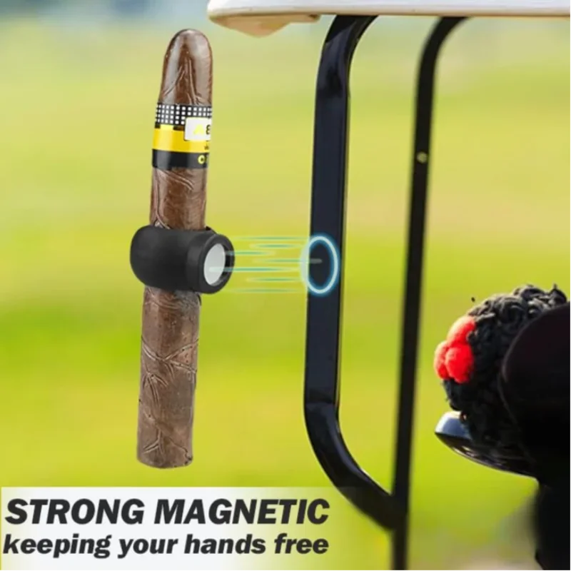 Magnetic Cigar Holder Fits Golf Carts Beach Chairs Fishing Rods Secure Magnetic Grip Hook & Loop Strap Smoking Tool